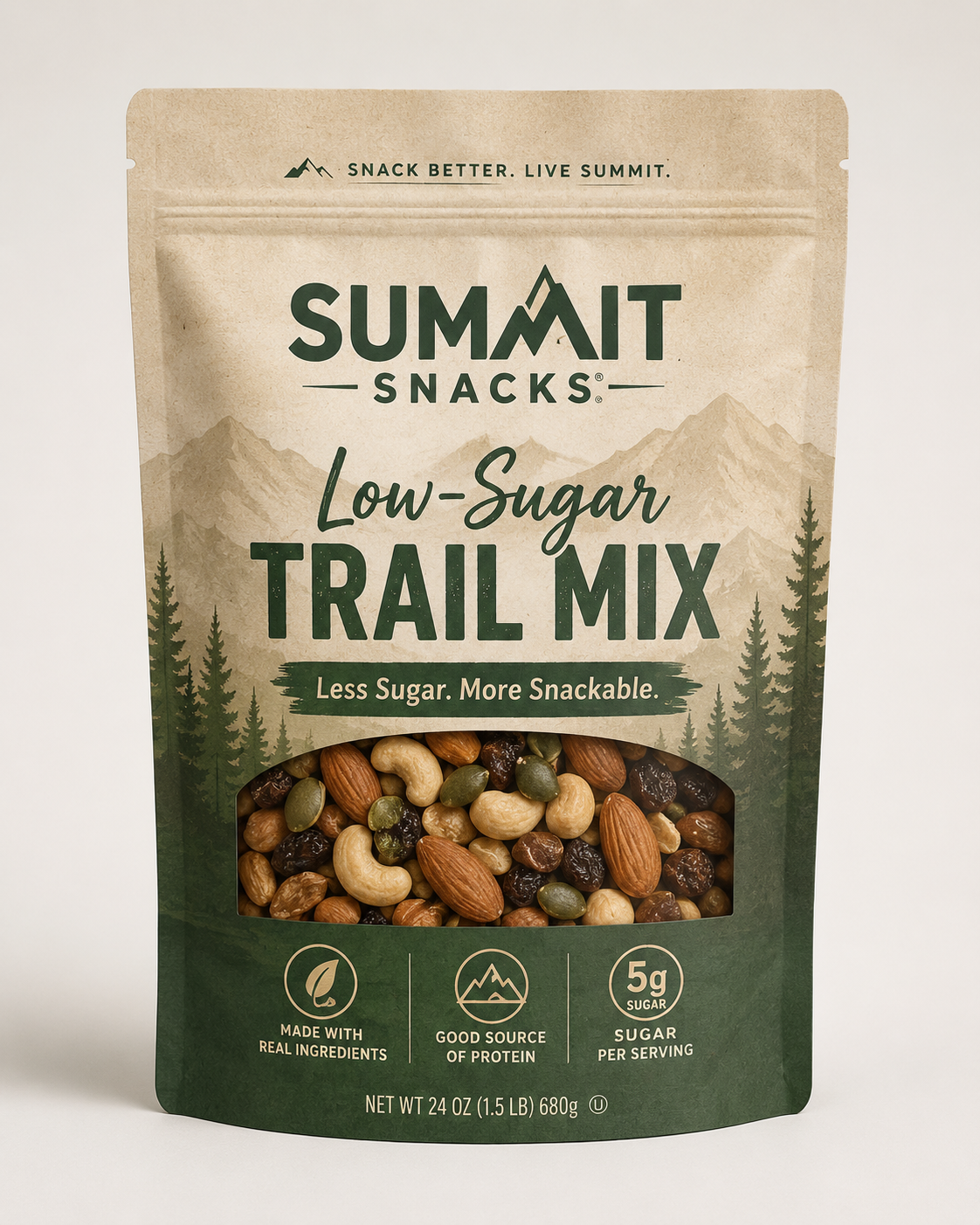 Packaging routes: Low-Sugar Trail Mix