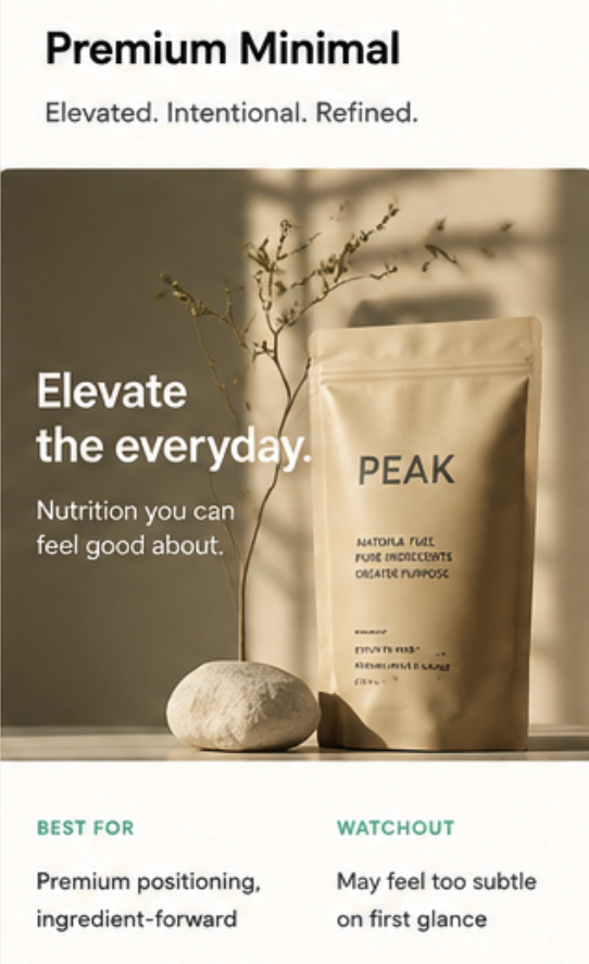 Creative route Route A: Premium Minimal