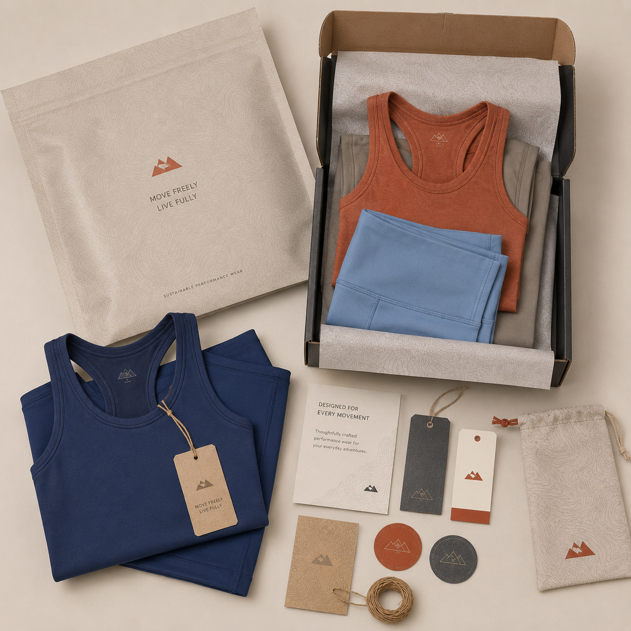 Unboxed sneaker with packaging, hangtags, and apparel